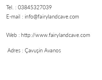 Fairyland Cave Hotel iletiim bilgileri